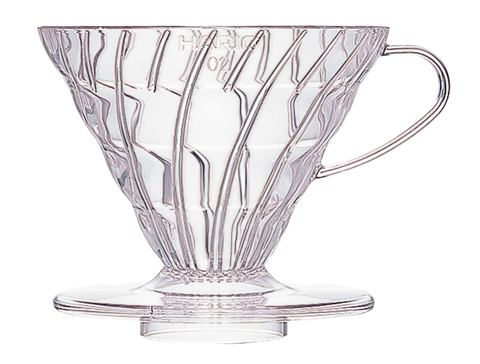 Hario V60 Dripper Grösse 02 aus transparentem Kunststoff für 1 bis 4 Tassen