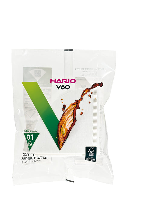 Hario V60 Papierfilter Grösse 01 in weiss, 100 Stück, für 1 bis 2 Tassen