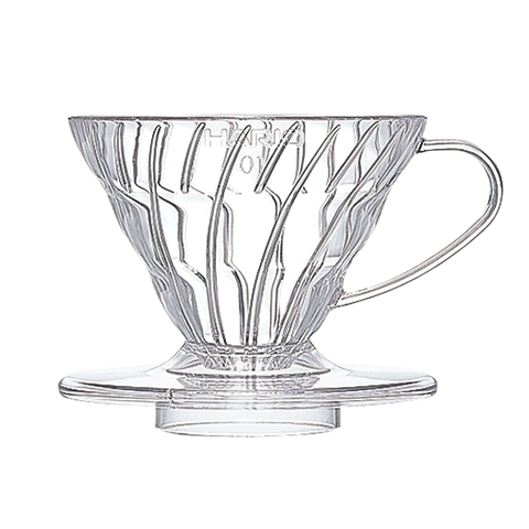 Hario V60 Dripper Grösse 01 aus transparentem Kunststoff für 1 bis 2 Tassen